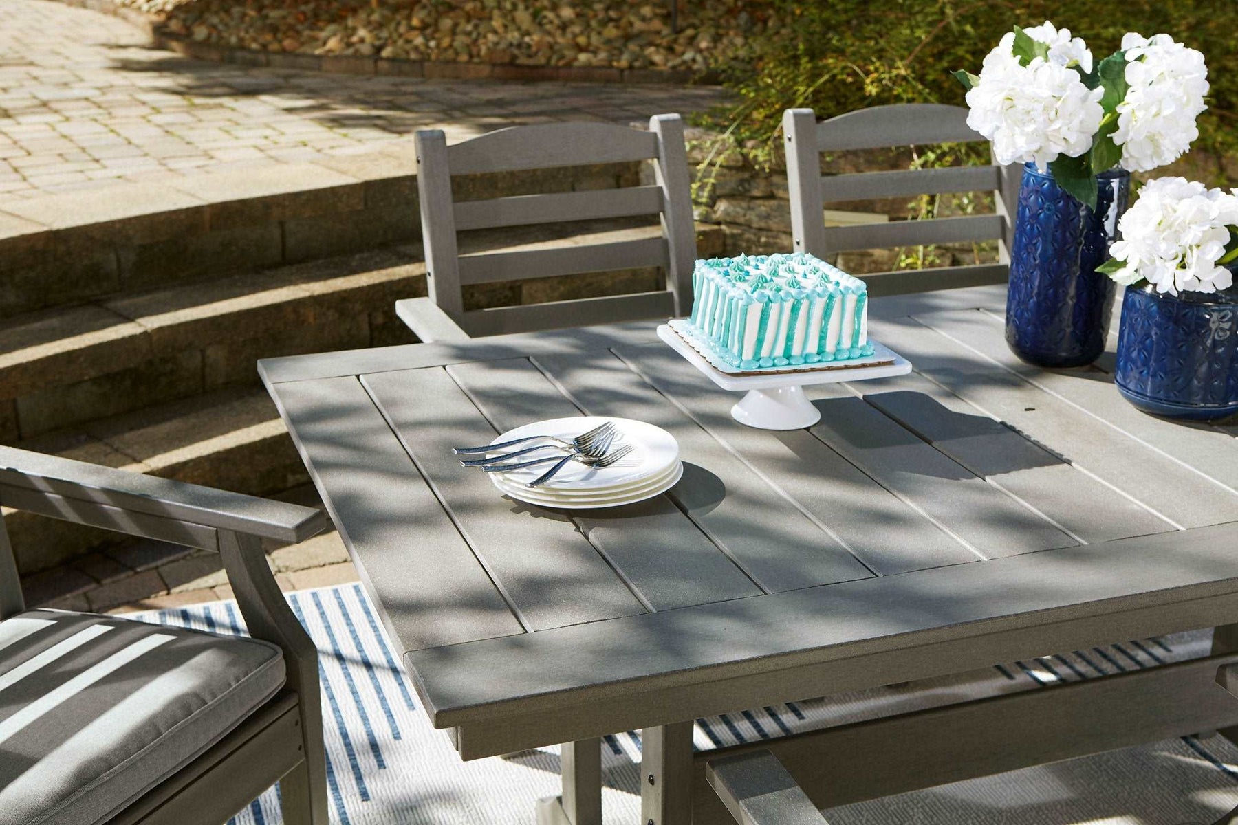 Visola Outdoor Dining Table with 6 Chairs - Half Price Furniture