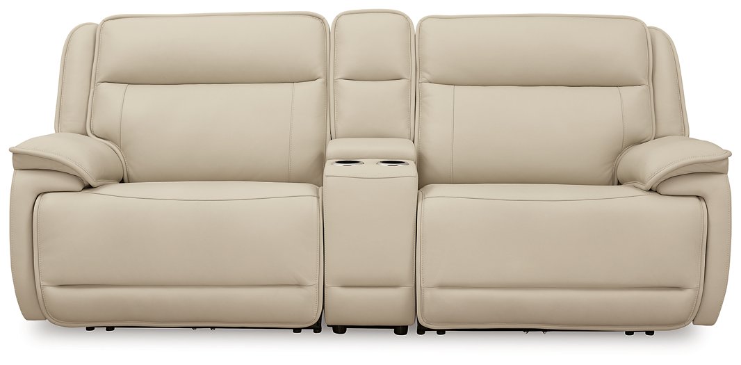 Double Deal Power Reclining Loveseat Sectional with Console  Half Price Furniture