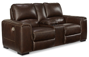 Alessandro Power Reclining Loveseat with Console - Half Price Furniture