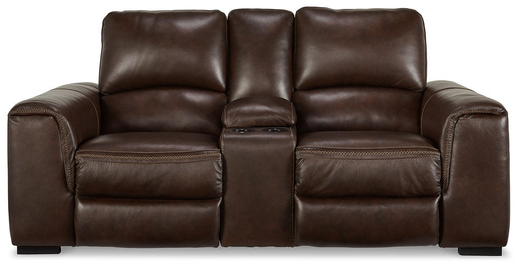 Alessandro Power Reclining Loveseat with Console - Half Price Furniture