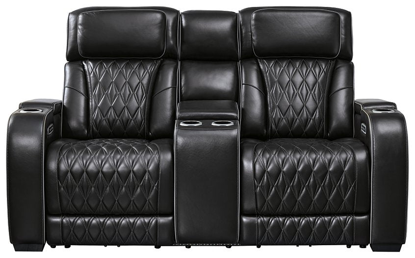 Boyington Power Reclining Loveseat with Console Half Price Furniture