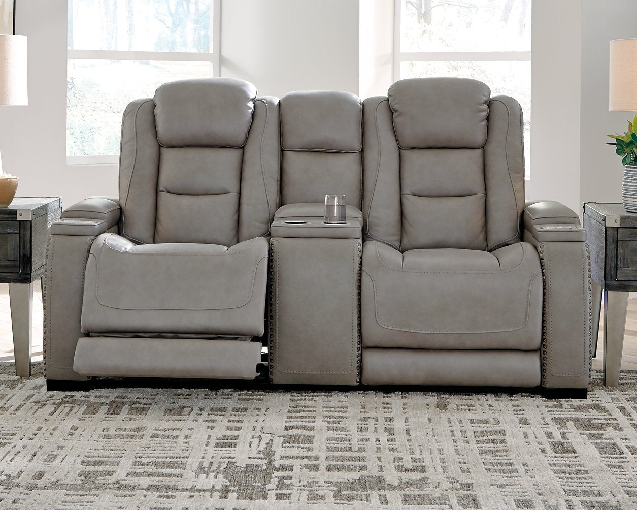 The Man-Den Power Reclining Loveseat with Console - Half Price Furniture