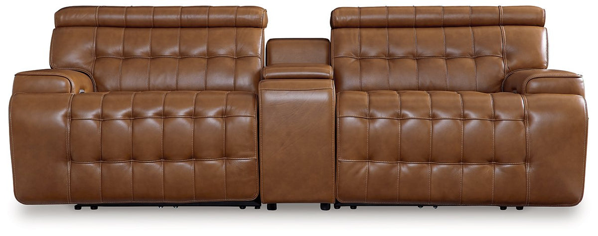 Temmpton Power Reclining Sectional Loveseat with Console Half Price Furniture