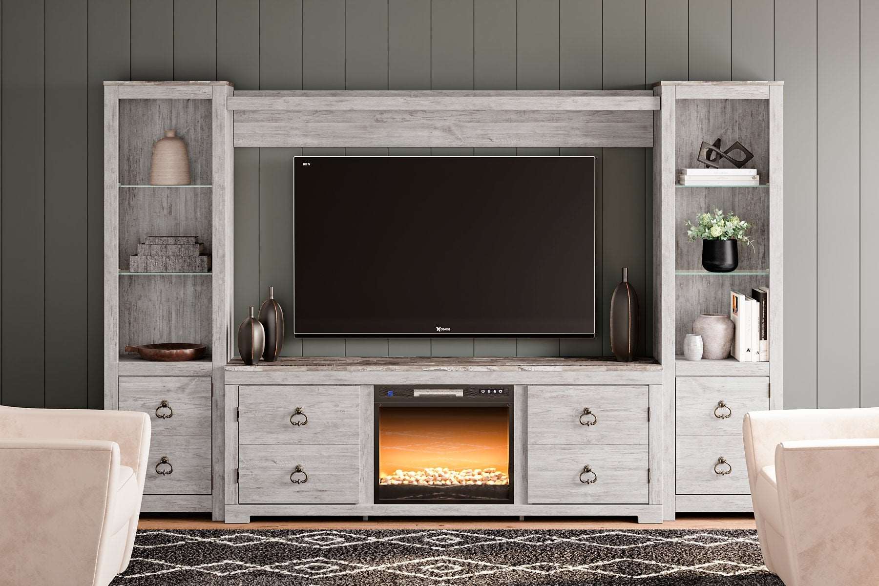 Willowton 4-Piece Entertainment Center with Electric Fireplace - Half Price Furniture