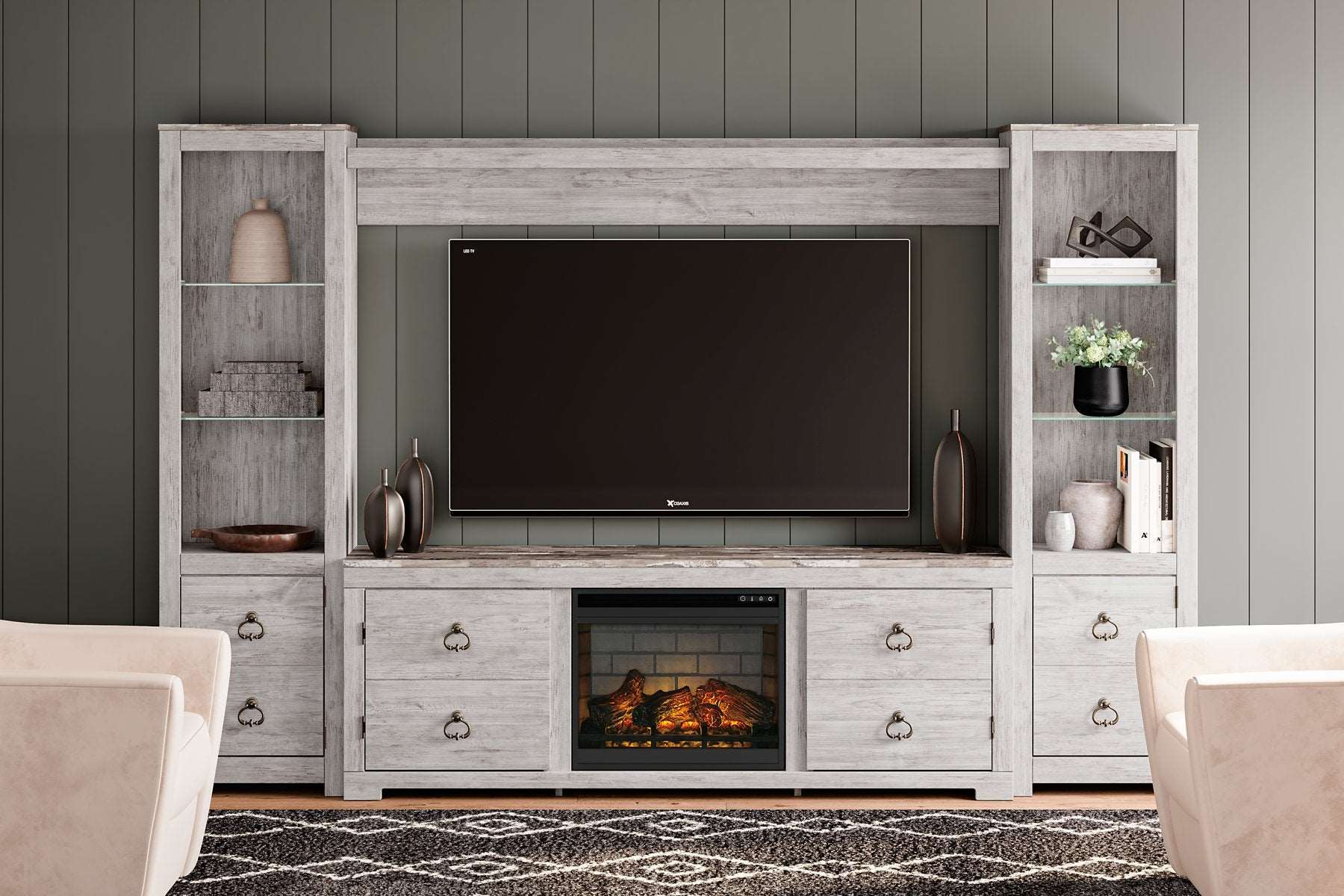 Willowton 4-Piece Entertainment Center with Electric Fireplace - Half Price Furniture