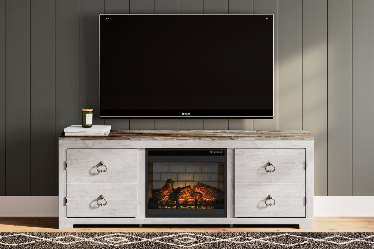 Willowton 72" TV Stand with Electric Fireplace Half Price Furniture