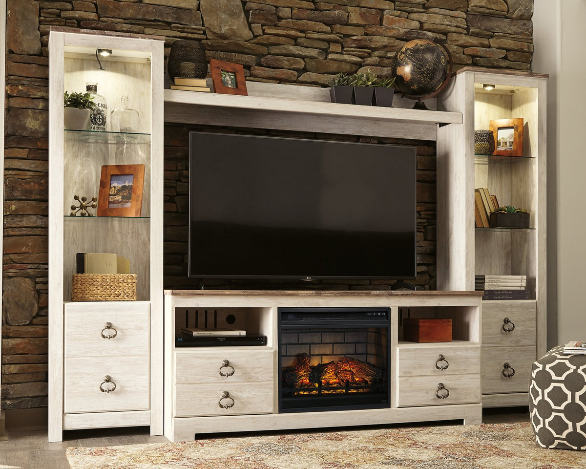 Willowton 4-Piece Entertainment Center with Electric Fireplace  Half Price Furniture
