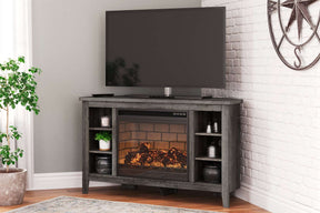 Arlenbry Corner TV Stand with Electric Fireplace - Half Price Furniture