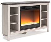 Dorrinson Corner TV Stand with Electric Fireplace Half Price Furniture