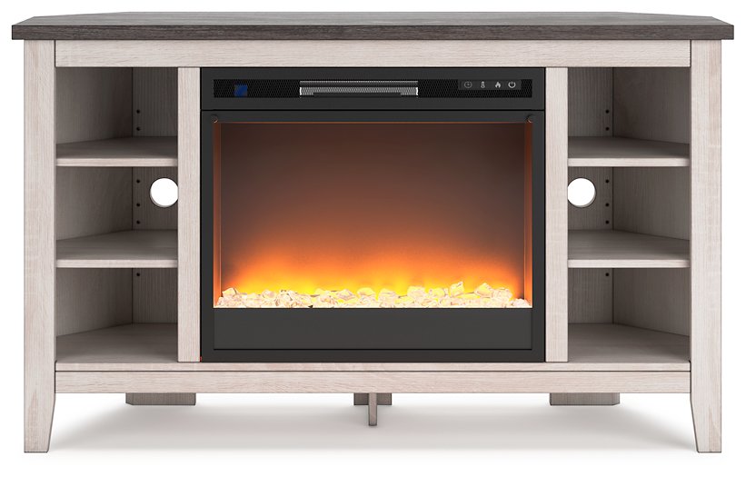 Dorrinson Corner TV Stand with Electric Fireplace - Half Price Furniture