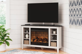 Dorrinson Corner TV Stand with Electric Fireplace - Half Price Furniture