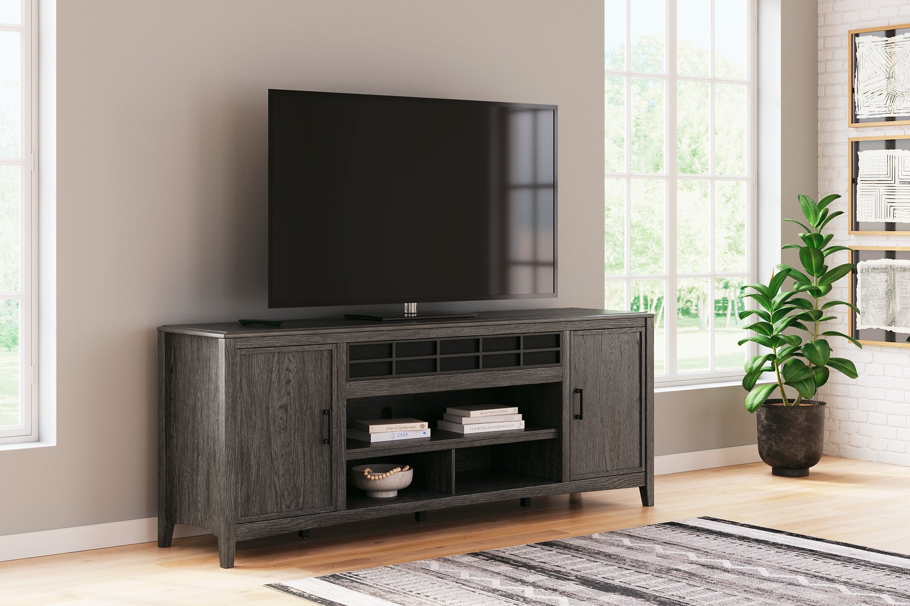 Montillan 84" TV Stand with Electric Fireplace - Half Price Furniture