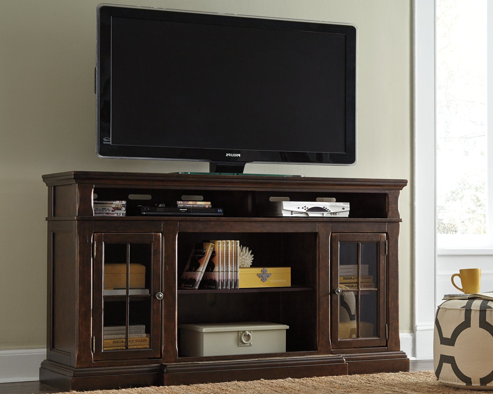 Roddinton 72" TV Stand with Electric Fireplace - Half Price Furniture