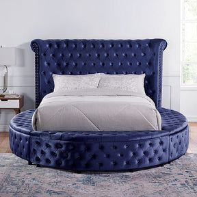 Round glamour upholstered in velvet-like fabric and tufted all around with acrylic crystals Round glamour upholstered in velvet-like fabric and tufted all around with acrylic crystals Half Price Furniture